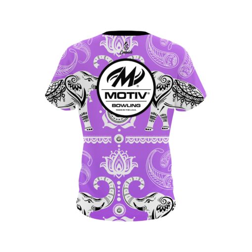 Motiv Tribal Elephants Purple CoolWick Bowling Jersey - Image 2