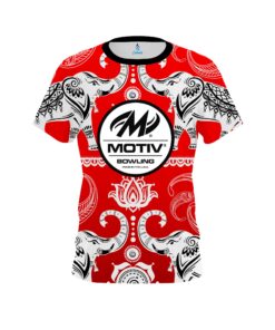 Motiv Tribal Elephants Red CoolWick Bowling Jersey