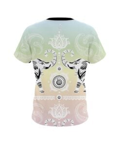 Alternative view of Plain Tribal Elephants Pastel Rainbow CoolWick Bowling Jersey