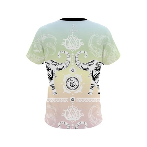 Plain Tribal Elephants Pastel Rainbow CoolWick Bowling Jersey - Image 2