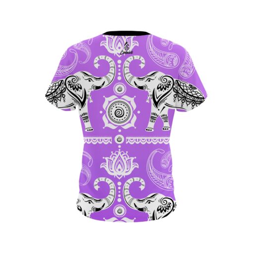 Plain Tribal Elephants Purple CoolWick Bowling Jersey - Image 2