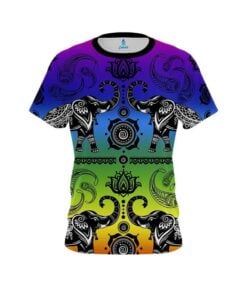 Plain Tribal Elephants Rainbow CoolWick Bowling Jersey
