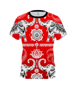 Plain Tribal Elephants Red CoolWick Bowling Jersey