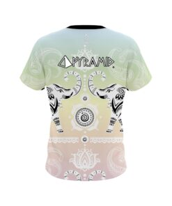 Alternative view of Pyramid Tribal Elephants Pastel Rainbow CoolWick Bowling Jersey