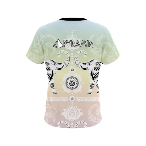 Pyramid Tribal Elephants Pastel Rainbow CoolWick Bowling Jersey - Image 2