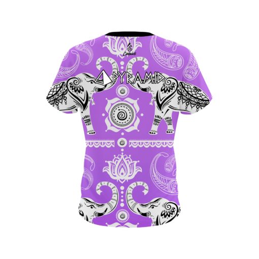 Pyramid Tribal Elephants Purple CoolWick Bowling Jersey - Image 2