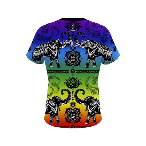 Pyramid Tribal Elephants Rainbow CoolWick Bowling Jersey - Image 2
