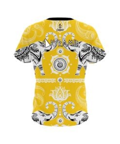 Alternative view of Pyramid Tribal Elephants Yellow CoolWick Bowling Jersey