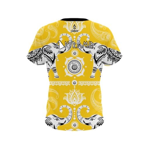 Pyramid Tribal Elephants Yellow CoolWick Bowling Jersey - Image 2