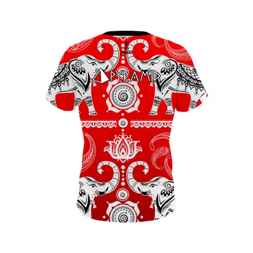 Pyramid Tribal Elephants Red CoolWick Bowling Jersey - Image 2