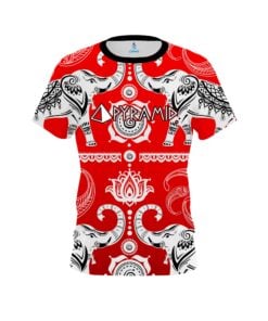 Pyramid Tribal Elephants Red CoolWick Bowling Jersey