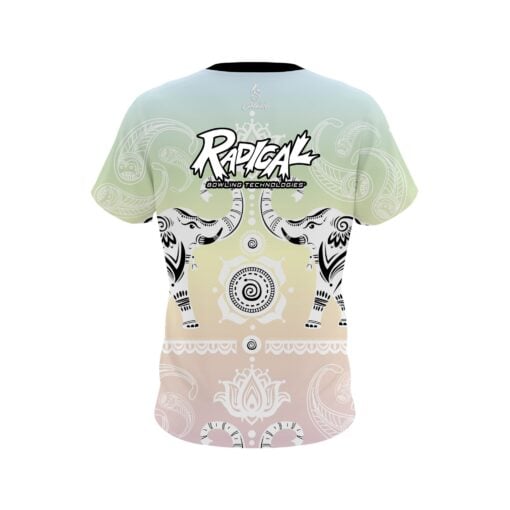 Radical Tribal Elephants Pastel Rainbow CoolWick Bowling Jersey - Image 2