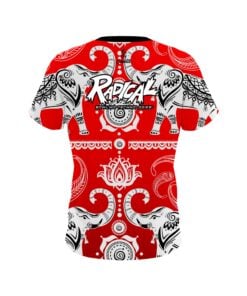 Alternative view of Radical Tribal Elephants Red CoolWick Bowling Jersey