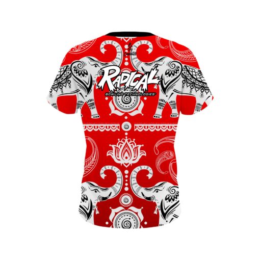 Radical Tribal Elephants Red CoolWick Bowling Jersey - Image 2
