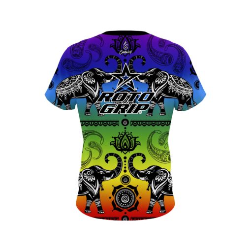 Roto Grip Tribal Elephants Rainbow CoolWick Bowling Jersey - Image 2