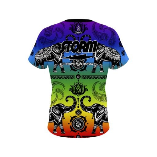 Storm Tribal Elephants Rainbow CoolWick Bowling Jersey - Image 2