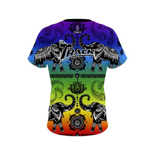 Track Tribal Elephants Rainbow CoolWick Bowling Jersey - Image 2