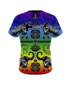 Alternative view of Hammer Tribal Elephants Rainbow CoolWick Bowling Jersey