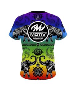 Alternative view of Motiv Tribal Elephants Rainbow CoolWick Bowling Jersey