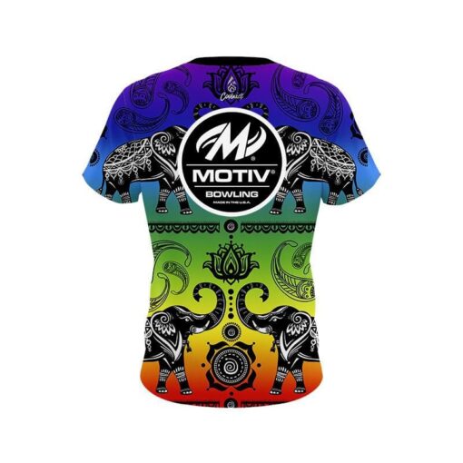Motiv Tribal Elephants Rainbow CoolWick Bowling Jersey - Image 2