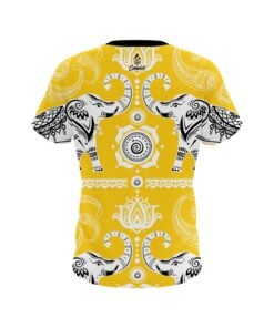 Alternative view of Plain Tribal Elephants Yellow CoolWick Bowling Jersey
