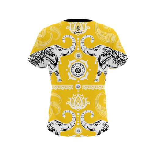 Plain Tribal Elephants Yellow CoolWick Bowling Jersey - Image 2