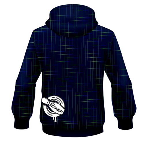 12Bagger Rising Navy Blue CoolWick Bowling Hoodie - Image 2