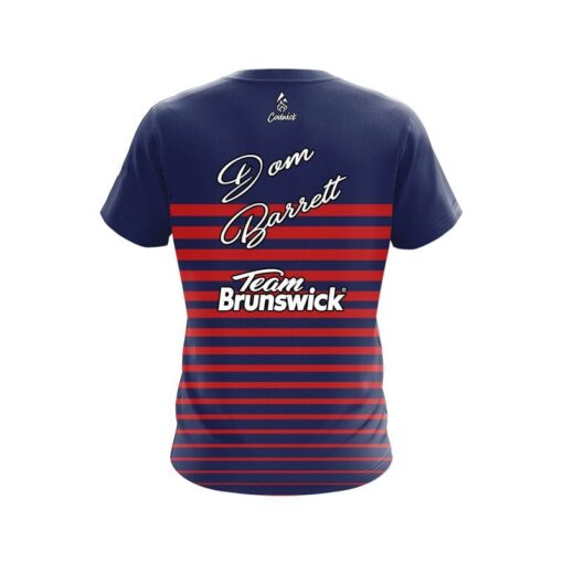 Brunswick Dom Barrett Red Stripes CoolWick Bowling Jersey - Image 2