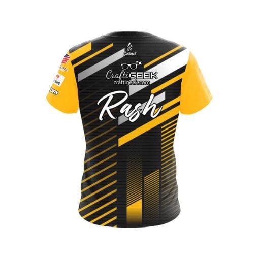 Sean Rash Black Gold Sport Stripes Replica CoolWick Bowling Jersey - Image 2