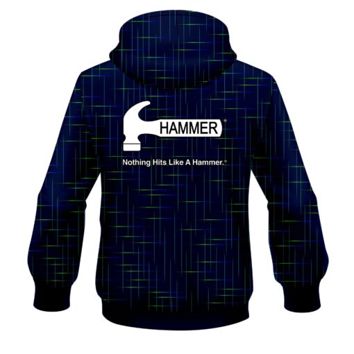Hammer Rising Navy Blue CoolWick Bowling Hoodie - Image 2