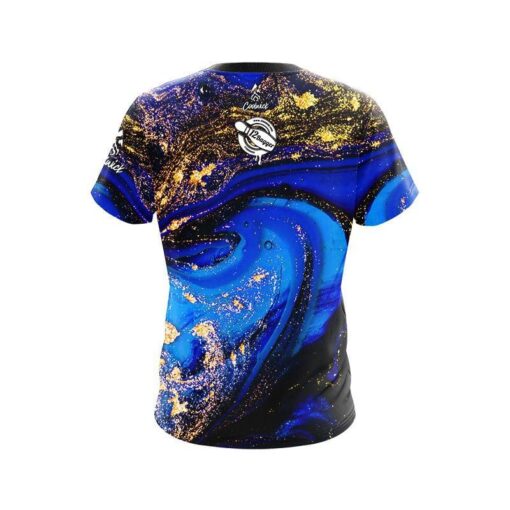 12Bagger Blue and Gold Liquid Marble CoolWick Bowling Jersey - Image 2