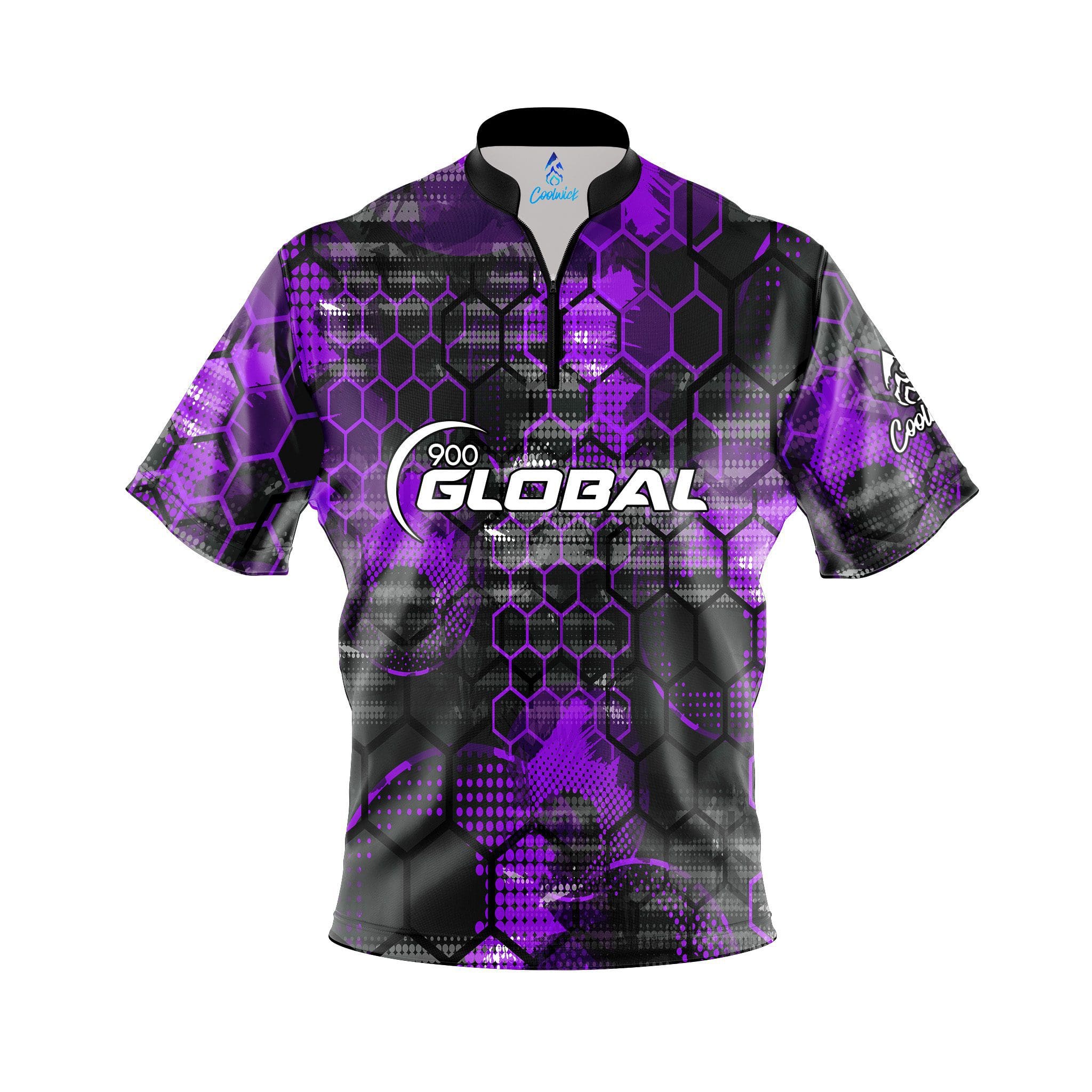 900 Global Purple Honeycomb Quick Ship CoolWick Sash Zip Bowling Jersey