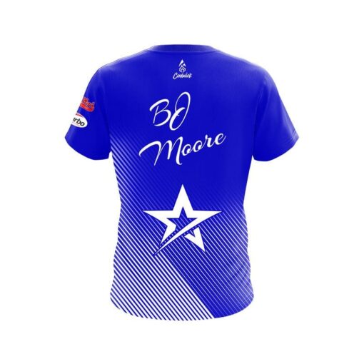 Roto Grip BJ Moore Blue White Oblique Lines CoolWick Bowling Jersey - Image 2
