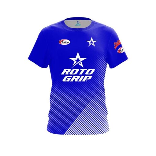 Roto Grip BJ Moore Blue White Oblique Lines CoolWick Bowling Jersey