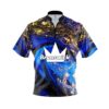 Brunswick Blue Gold Liquid Marble Quick Ship CoolWick Sash Zip Bowling Jersey