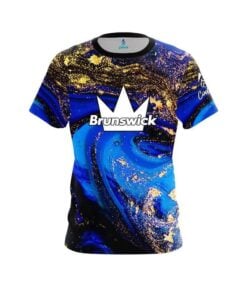 Brunswick Blue and Gold Liquid Marble CoolWick Bowling Jersey