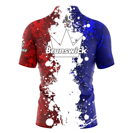 Brunswick Patriot Quick Ship CoolWick Sash Zip Bowling Jersey - Image 2