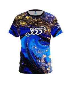 Columbia 300 Blue and Gold Liquid Marble CoolWick Bowling Jersey
