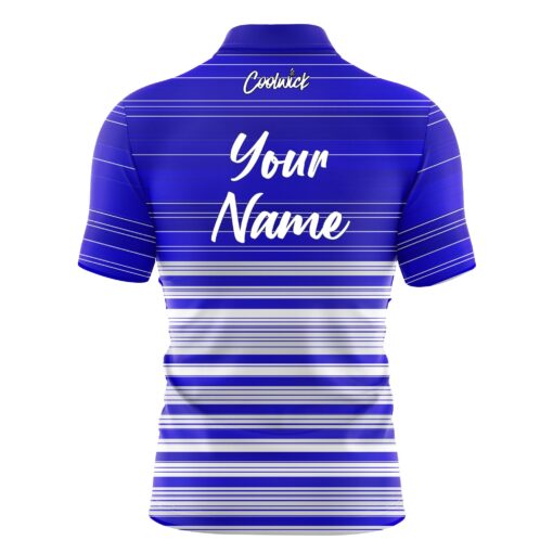 CoolWick Elite Blue White Stripes Sash Zip Jersey - Image 2