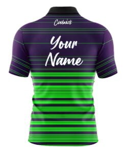 Alternative view of CoolWick Elite Purple and Green Stripes Sash Zip Jersey