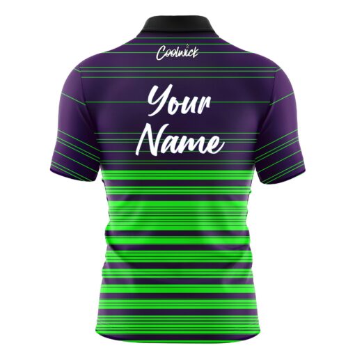 CoolWick Elite Purple and Green Stripes Sash Zip Jersey - Image 2