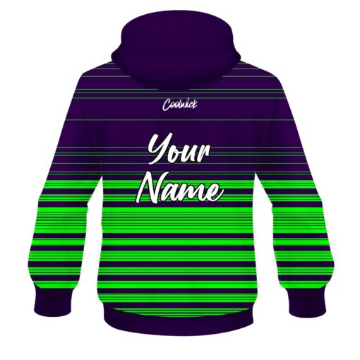 CoolWick Elite Purple and Green Stripes Hoodie - Image 2