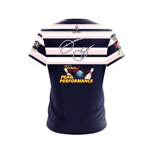 Storm Peak Performance Blue and Pink Stripes Replica CoolWick Bowling Jersey - Image 2
