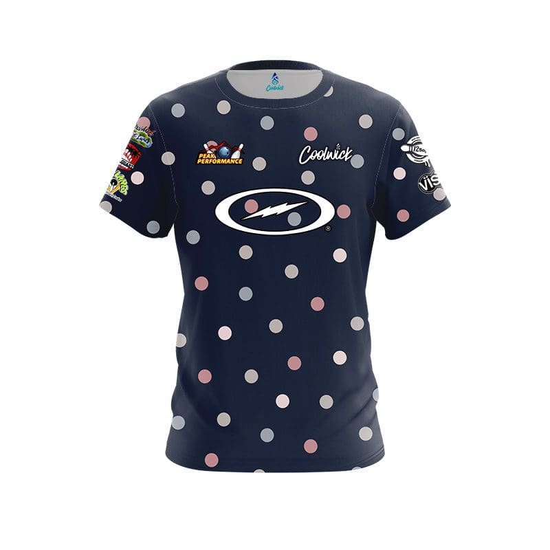 Peak Performance Navy Blue Polka Dots Replica CoolWick Bowling Jersey