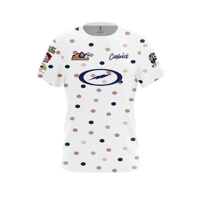 Storm Peak Performance White Polka Dots Replica CoolWick Bowling Jersey