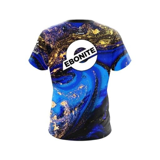 Ebonite Blue and Gold Liquid Marble CoolWick Bowling Jersey - Image 2