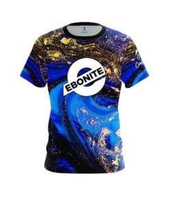 Ebonite Blue and Gold Liquid Marble CoolWick Bowling Jersey