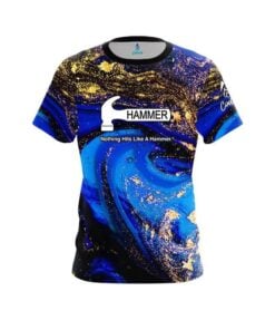 Hammer Blue and Gold Liquid Marble CoolWick Bowling Jersey