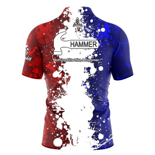 Hammer Patriot Quick Ship CoolWick Sash Zip Bowling Jersey - Image 2