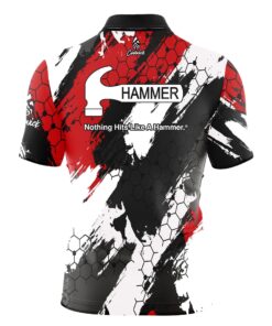 Alternative view of Hammer Red Hexagram Quick Ship CoolWick Sash Zip Bowling Jersey
